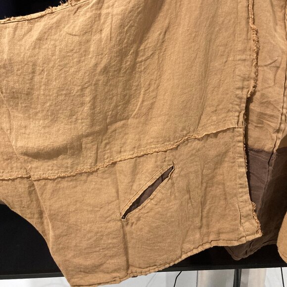 Unique Spring Summer 100% Linen Jacket/Blouse, One Size, khaki/coffee color - Picture 10 of 16